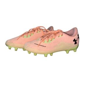 Under Armour Kids Soccer Cleats Youth 1Y Pink Green Firm Ground